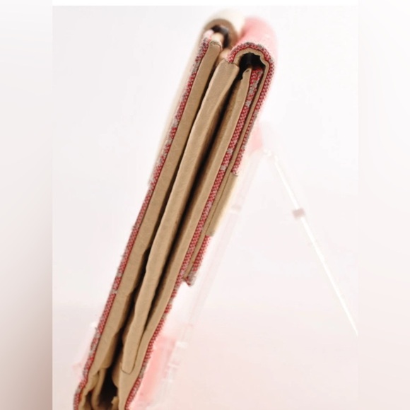 BVLGARI Bi-Fold Wallet Canvas Leather Pink Ivory Women Used Auth - Picture 4 of 14